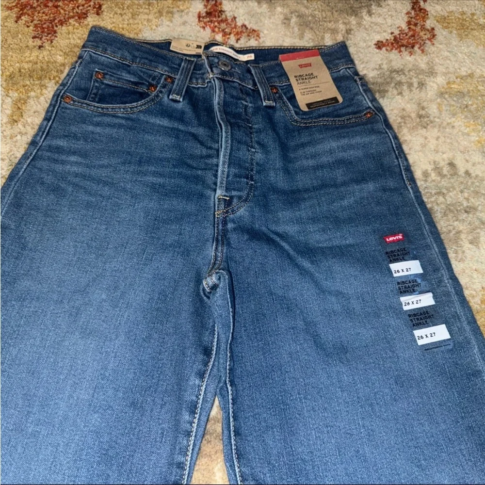 Women Levi Strauss Ribcage Straight Ankle Button Fly High Jeans Levi's Sz 26x27 - Picture 4 of 9